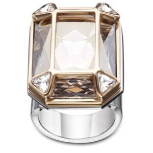 Swarovski Gold and Silver Crystal Cocktail Ring 52